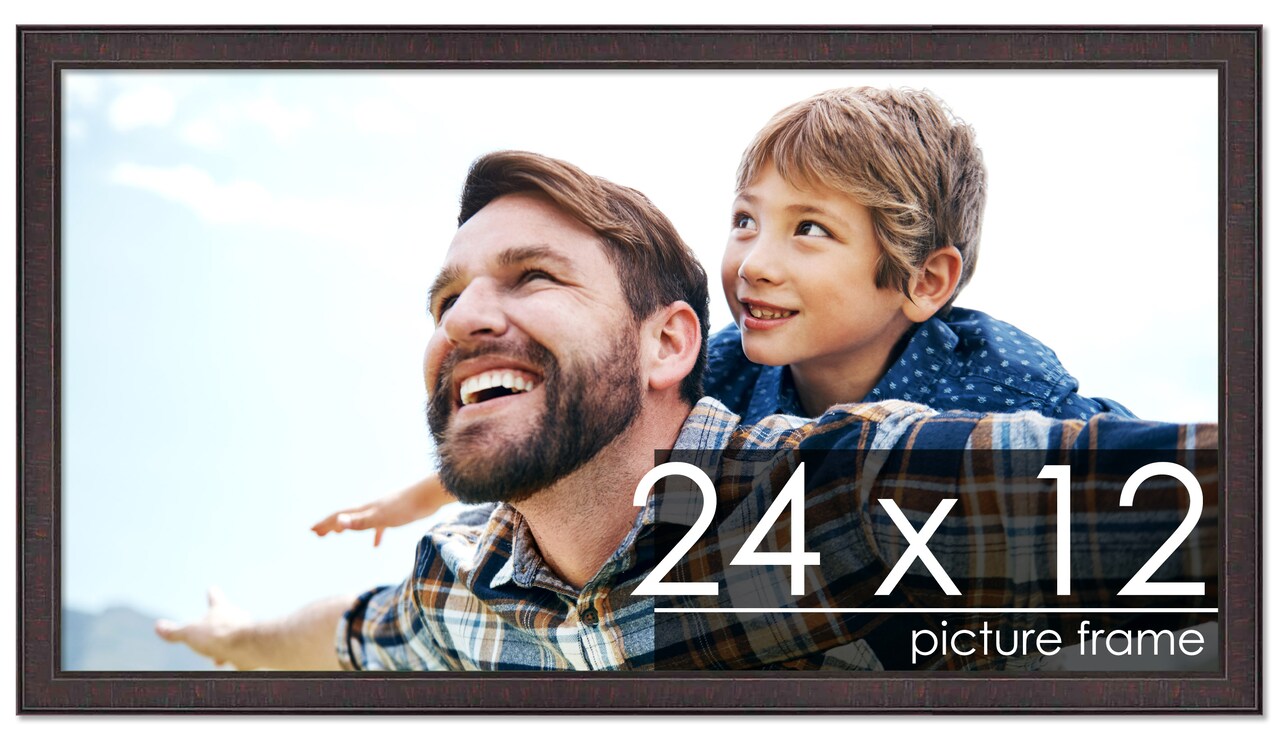 Panoramic Textured Brown Picture Frame - UV Acrylic, Foam Board Backing, Hanging Hardware